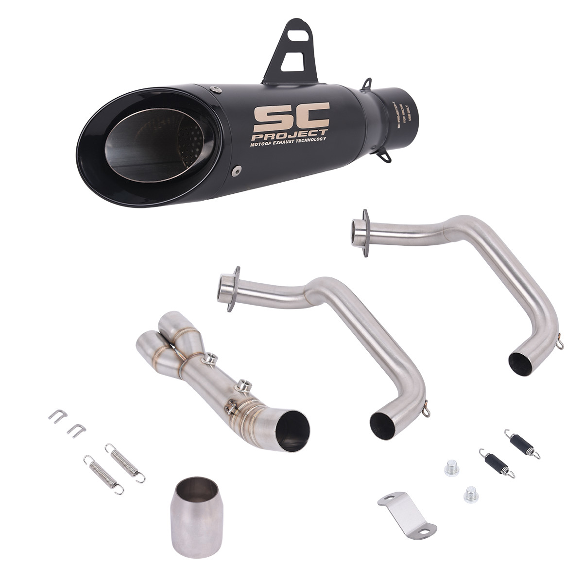 Black Full Exhaust System Header Pipe Muffler For Yamaha MT-07 Tracer7 2025-2026