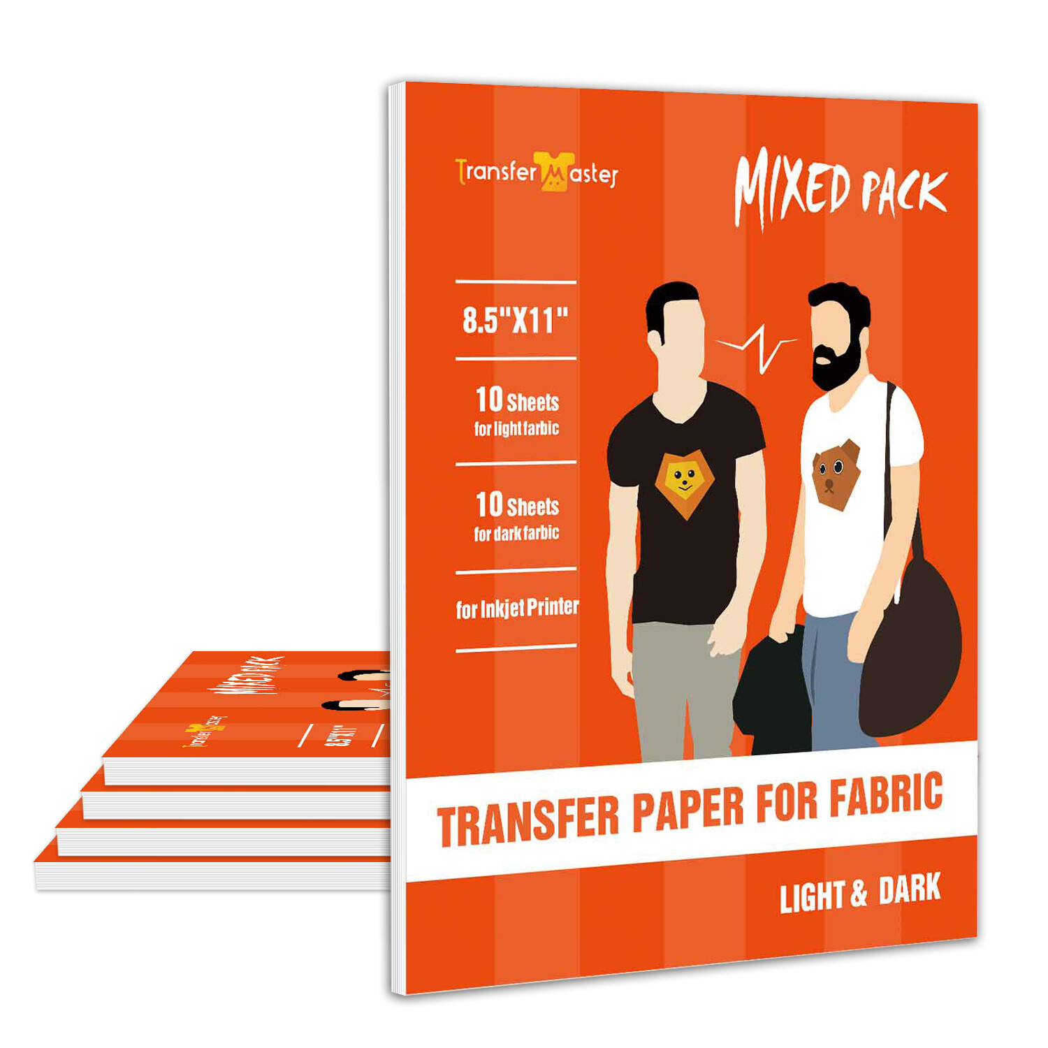 100 Sheets Bulk Printable Inkjet Iron-on Heat Transfer Paper DARK LIGHT Cotton