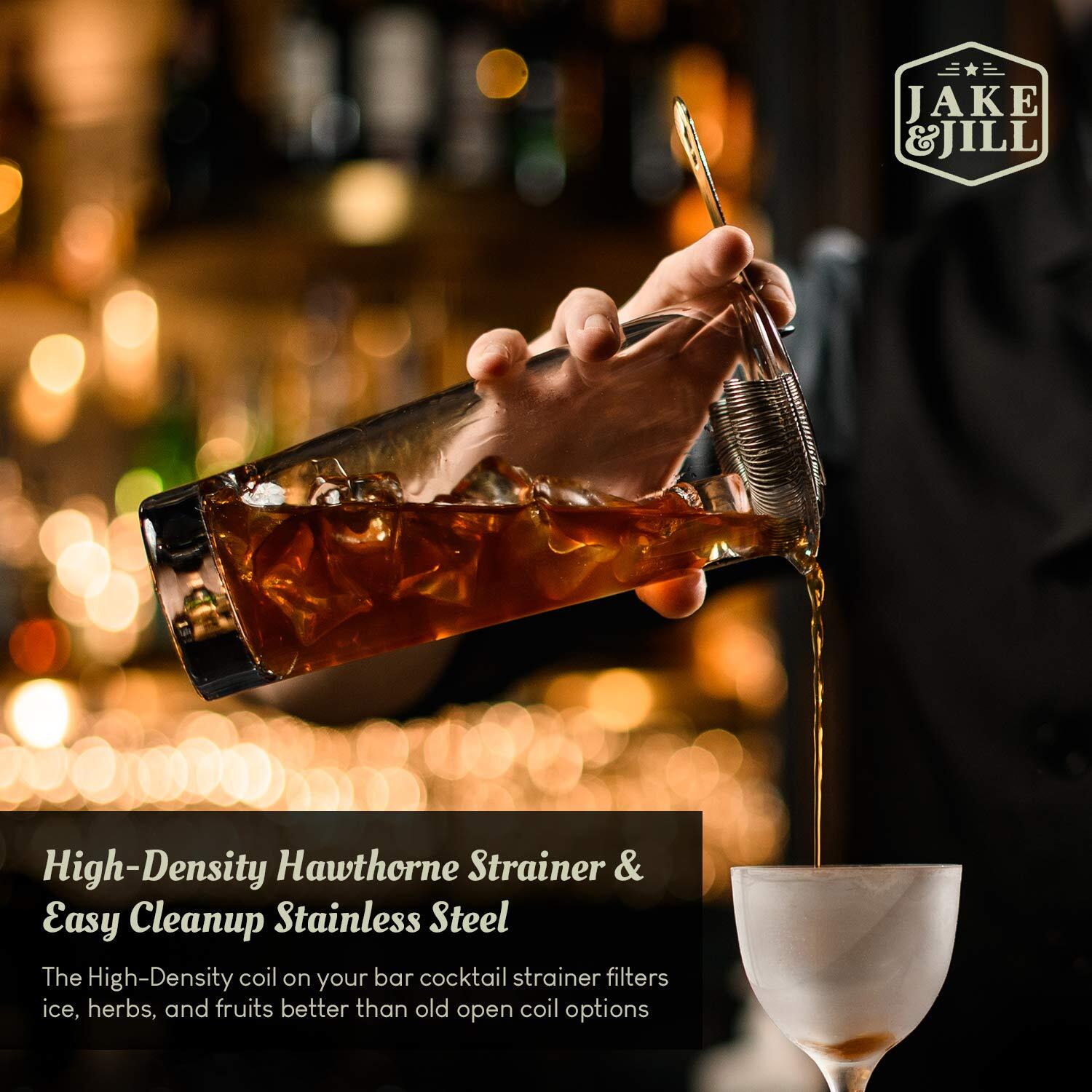 (5 Pc) Boston Cocktail Shaker Set w/ HD Strainer, High End Japanese Jigger & ...