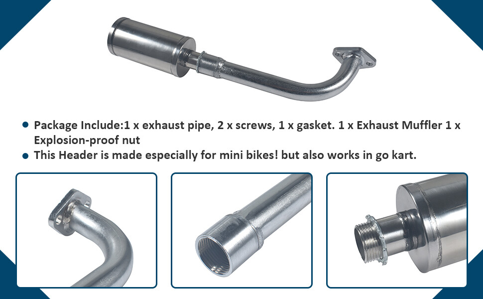 Exhaust Pipe Header & Muffler For Predator 196cc/212cc Honda GX160 GX200 Go Kart