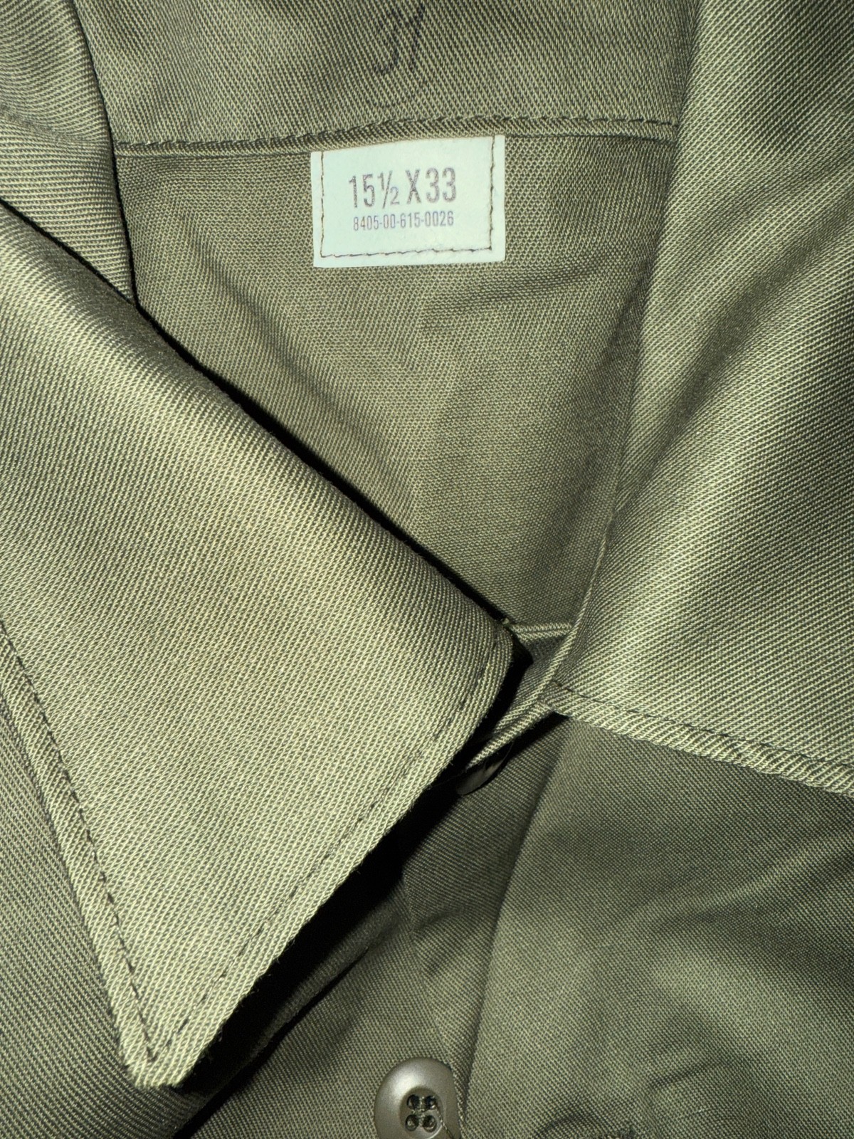 NOS US Military OG-507 Utility Shirt 15.5x33 Unissued 1987 Dura Press Fatigue