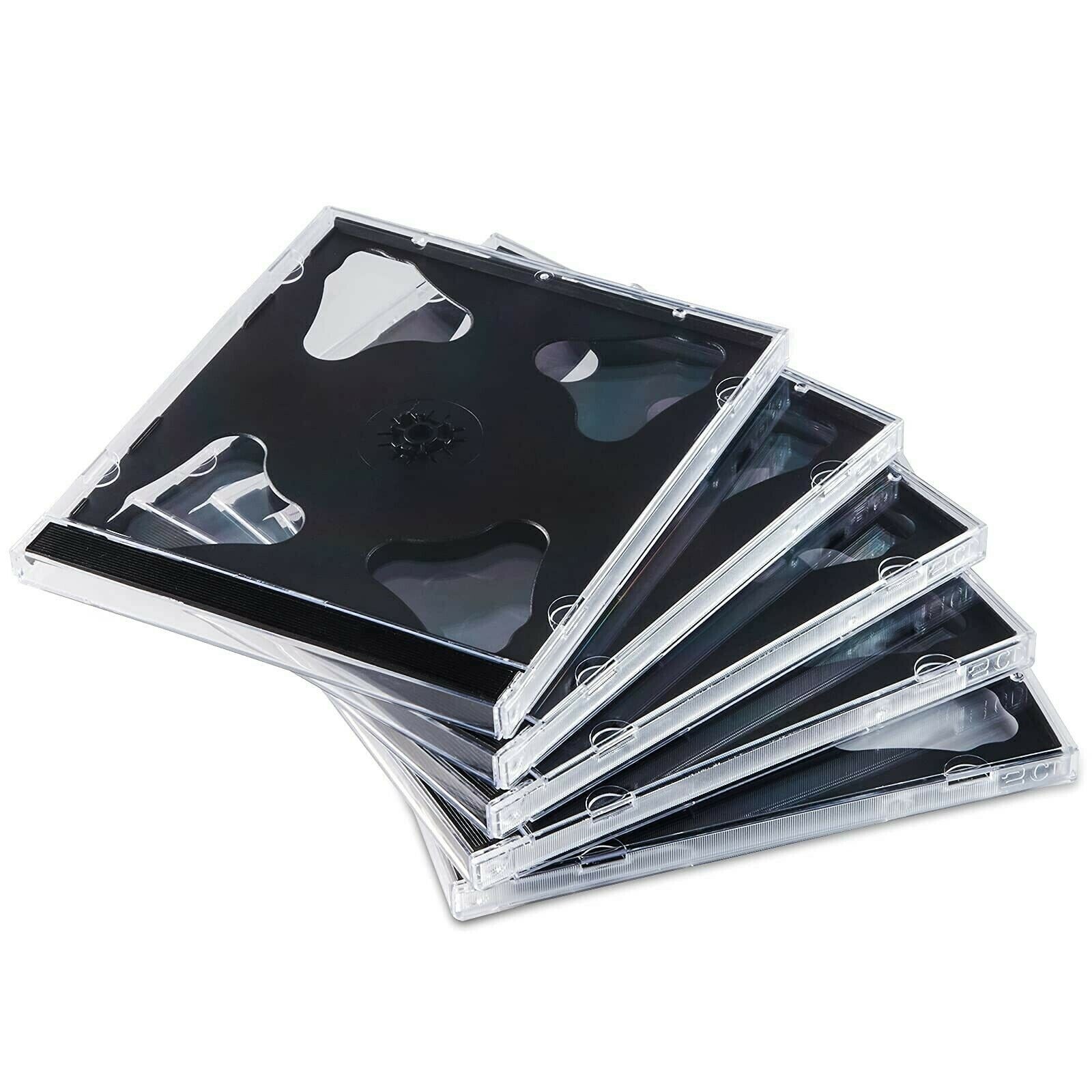 10 Pack Maxtek 10.4 mm Standard Double 2 Discs Capacity CD Jewel Case Black Tray