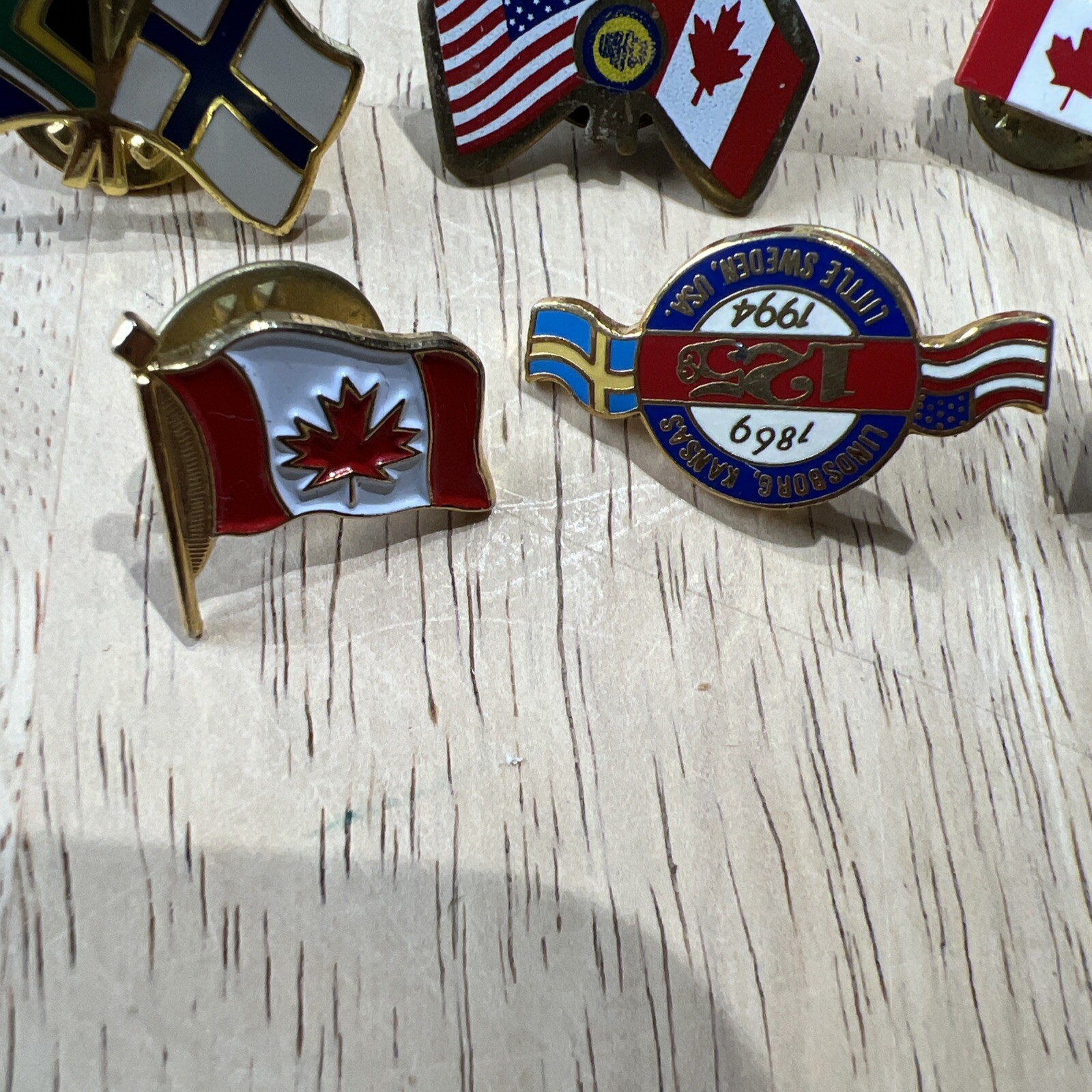 Lot Of 10 Vintage Country Flag Pinbacks