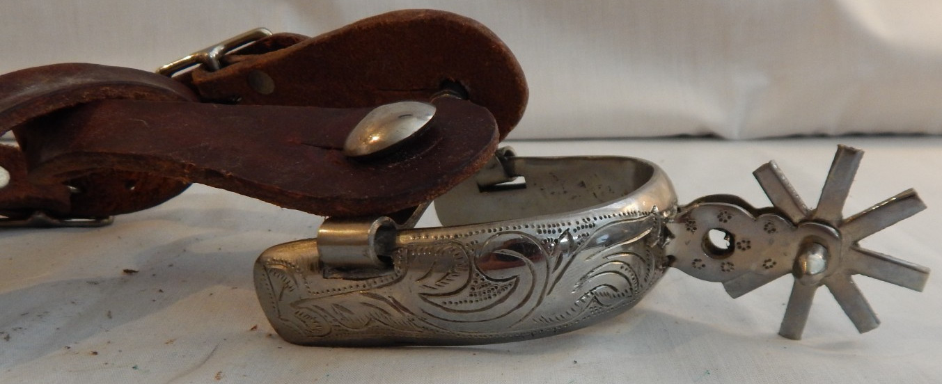 Stainless Steel San Angelo Style Western Cowboy Spurs - 53