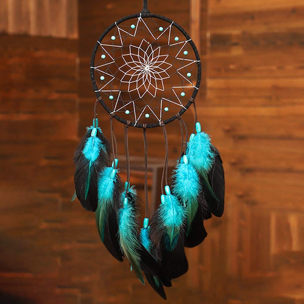 Blue Dream Catcher Handmade Boho Wall Hanging Decor Bedroom Art Gift
