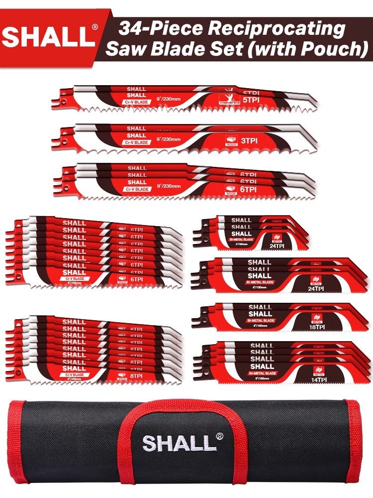 SHALL 34 PC Wood Pruning Saw Blades for Reciprocating/Saws/Sabre Saws