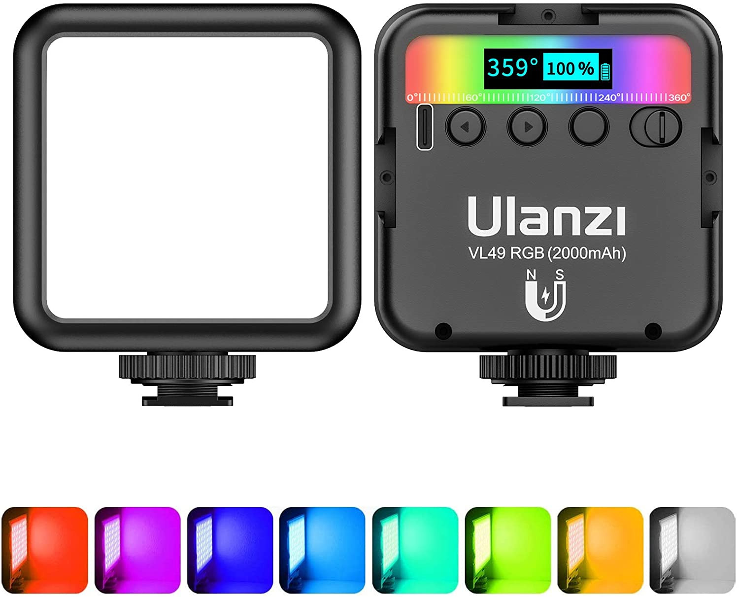 VL49 RGB Video Lights, LED Camera Light 360° Full Color Portable Photography Lig