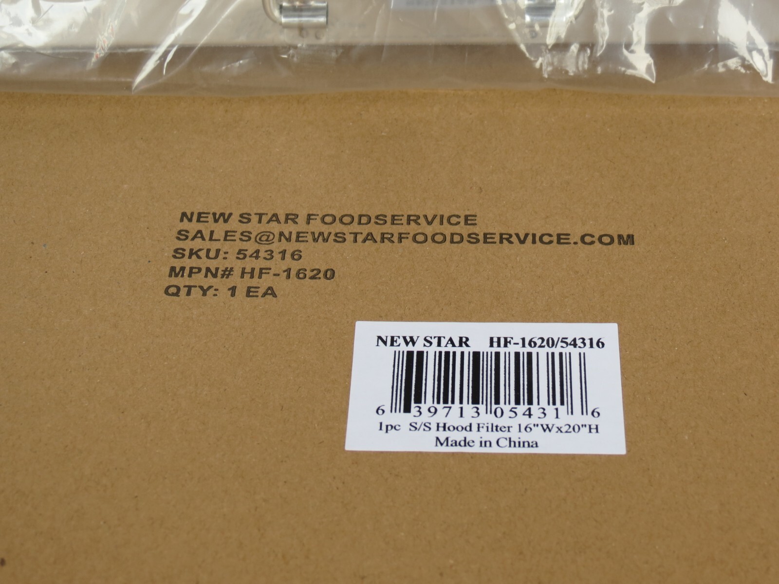 New Star Foodservice 54316 Stainless Steel Hood Filter, 16" W x 20" H set of 6