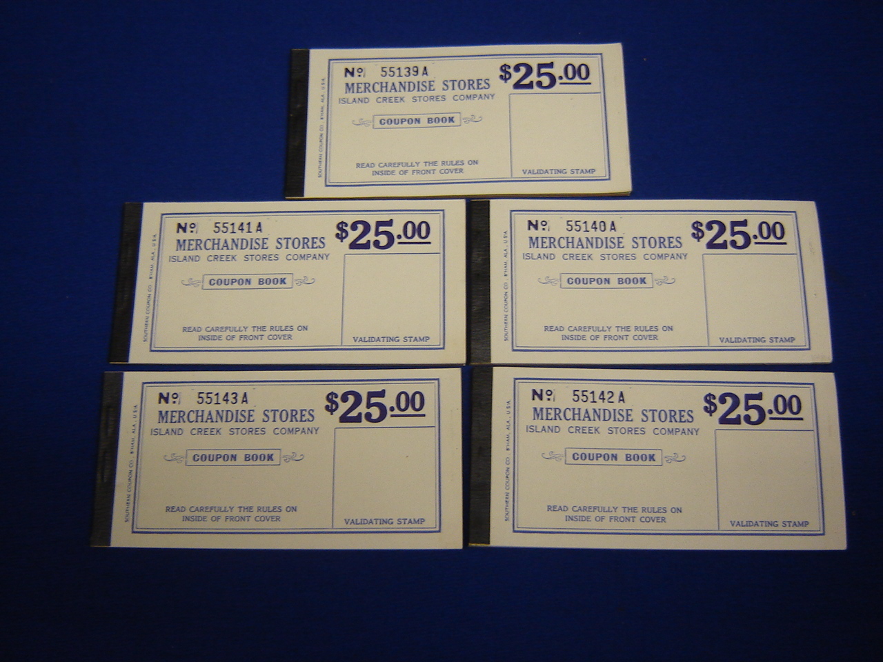 lot of 5 $25.00 Island Creek Company Store coal mine scrip coupons uncirculated