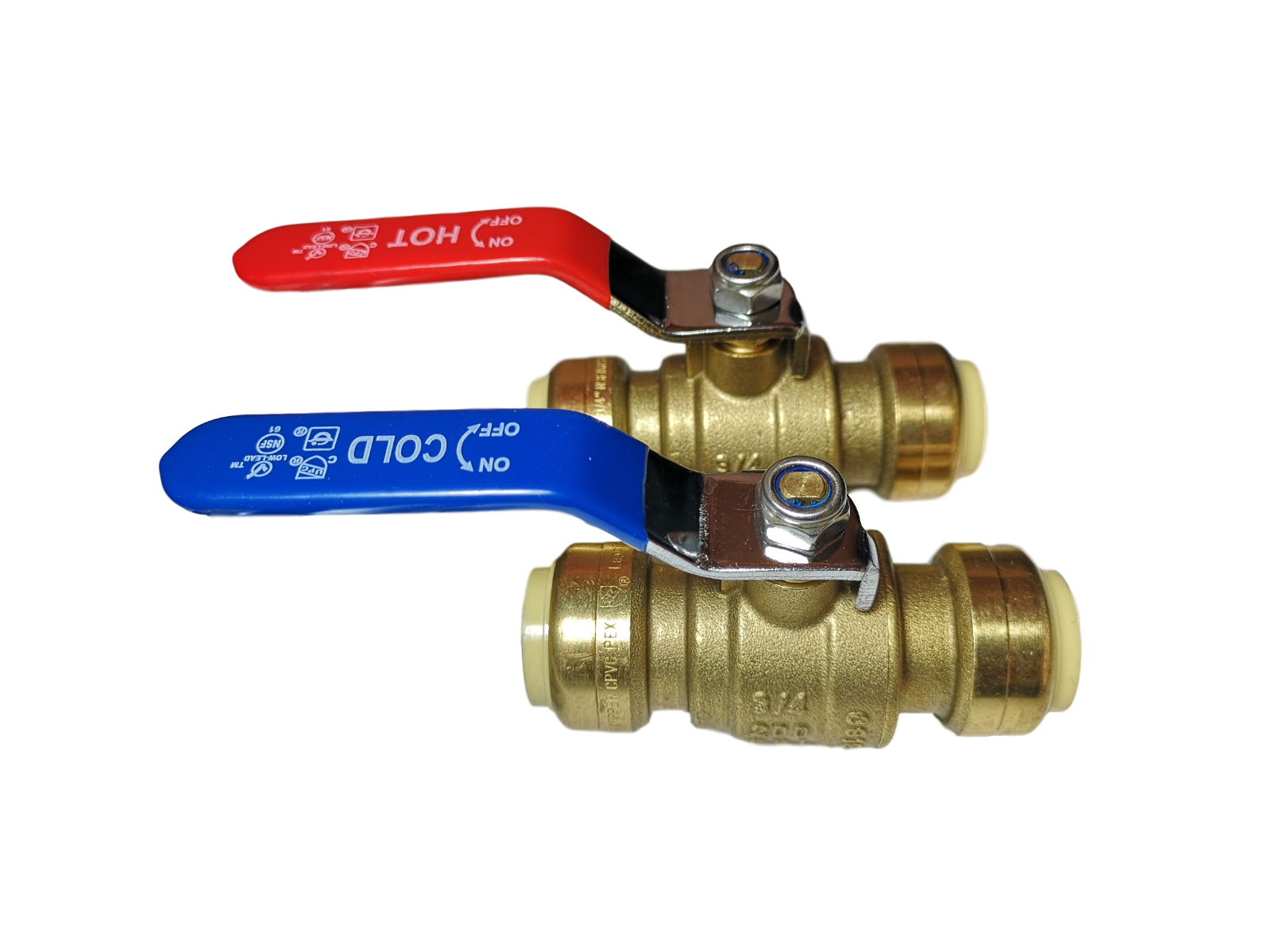 10 Pcs. 3/4" Push Fit Ball Valve Hot and Cold, Lead Free Brass, 28-2-3&4=10