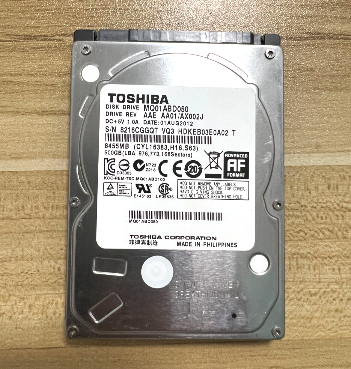 Toshiba 500GB MQ01ABD050 5400RPM SATA 3Gb/s 2.5" Laptop HDD Hard Disk Drive