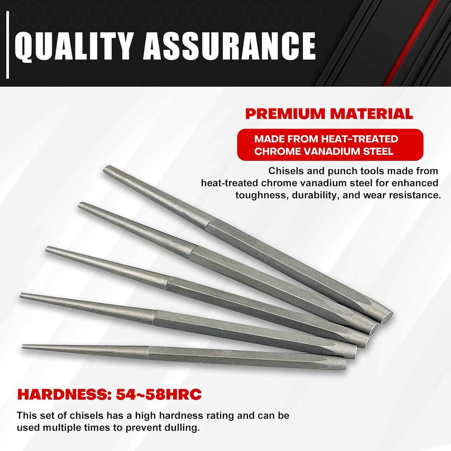 16-Piece Punch And Chisel Set With Storage Pouch Including Taper Cold