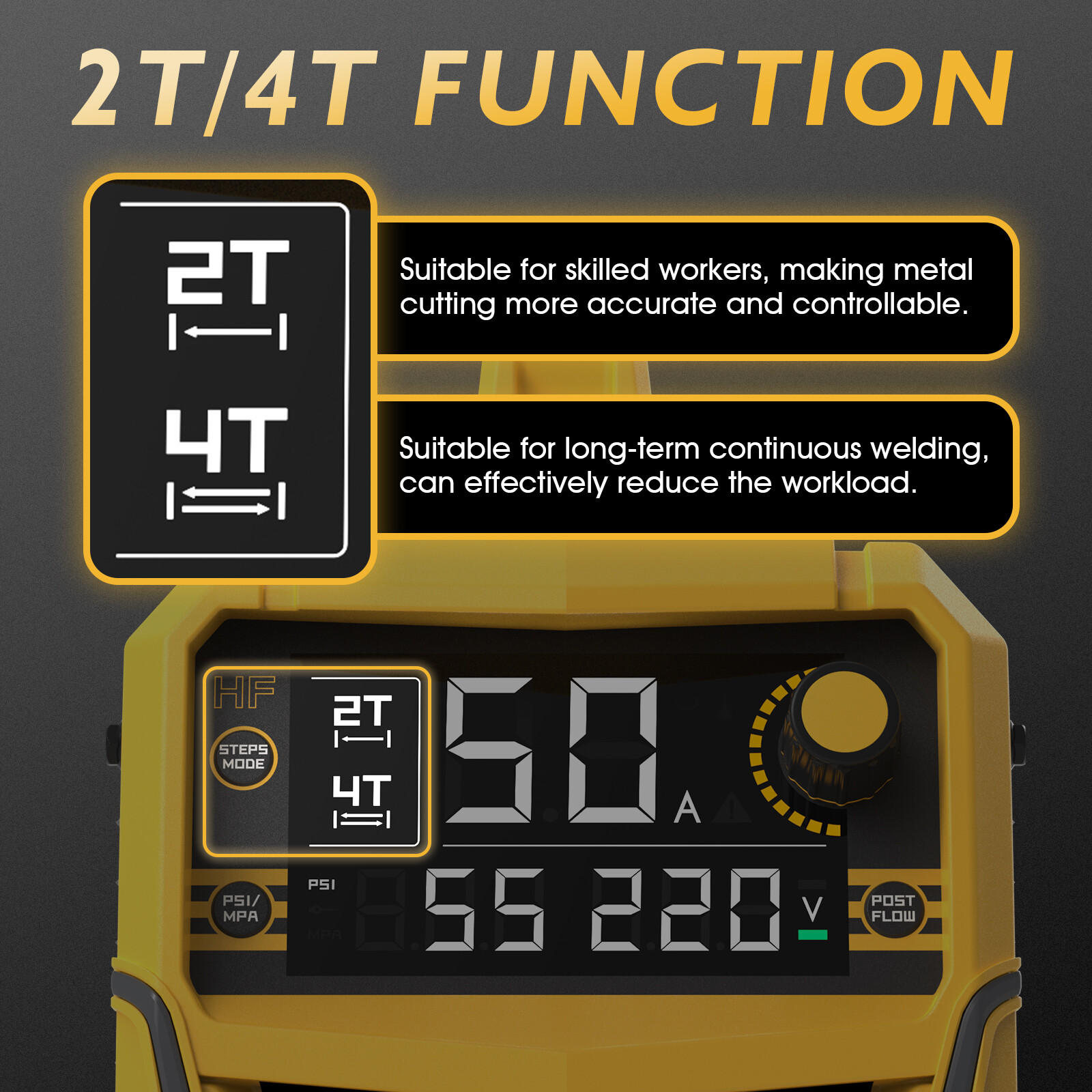 50A Non-Touch Pilot ARC Air Plasma Cutter 110V/220V Post/Flow Gas and 2T/4T