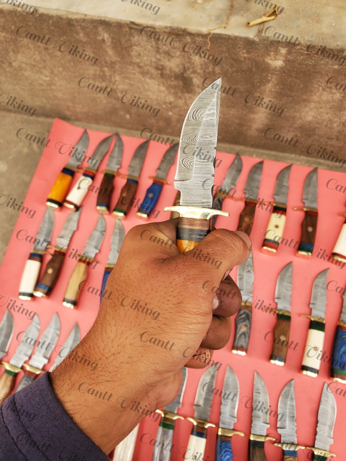 LOT OF 20 PC CUSTOM HANDMADE DAMASCUS STEEL 6" CAMPING & HUNTING KNIVES FROM USA