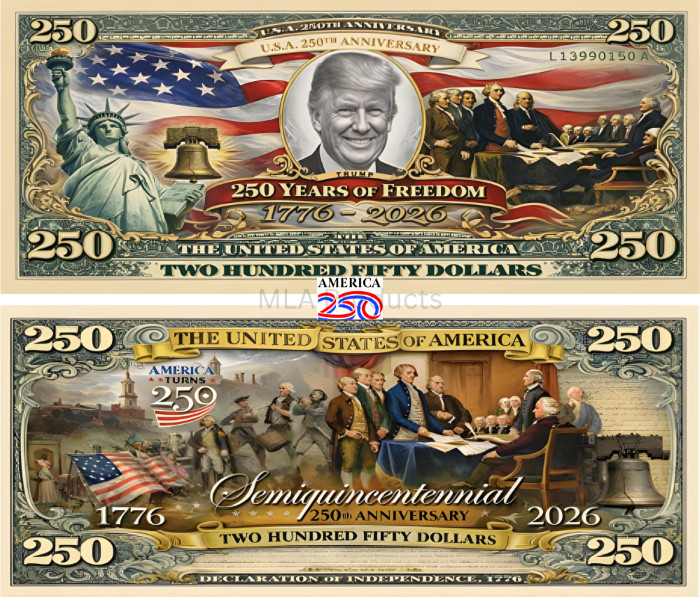 50 Pack Donald Trump USA 250th Anniversary Dollar Bill American Freedom Money