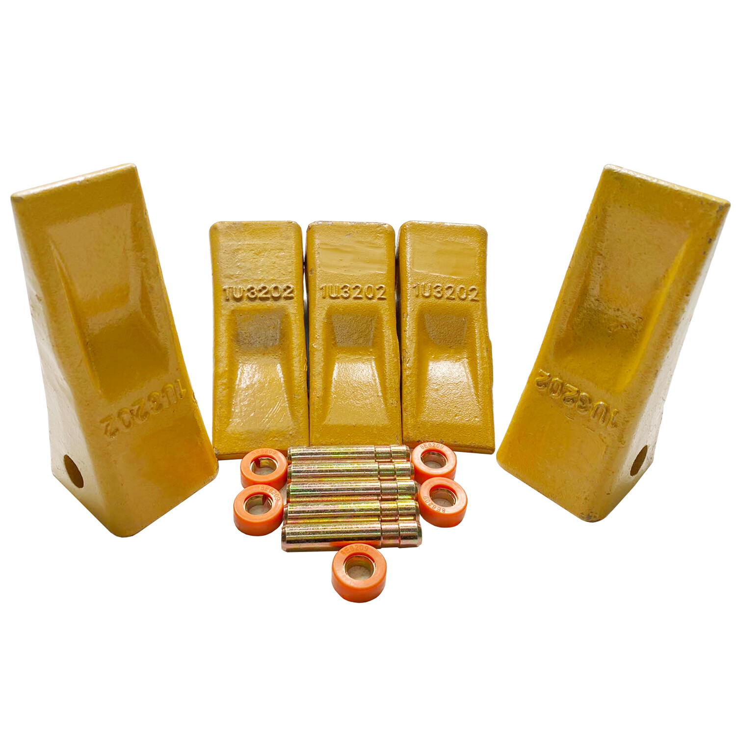 1U3202 J200 Excavator Bucket Teeth with Pins 8E6208 Retainers 8E6209 - 5 Pack