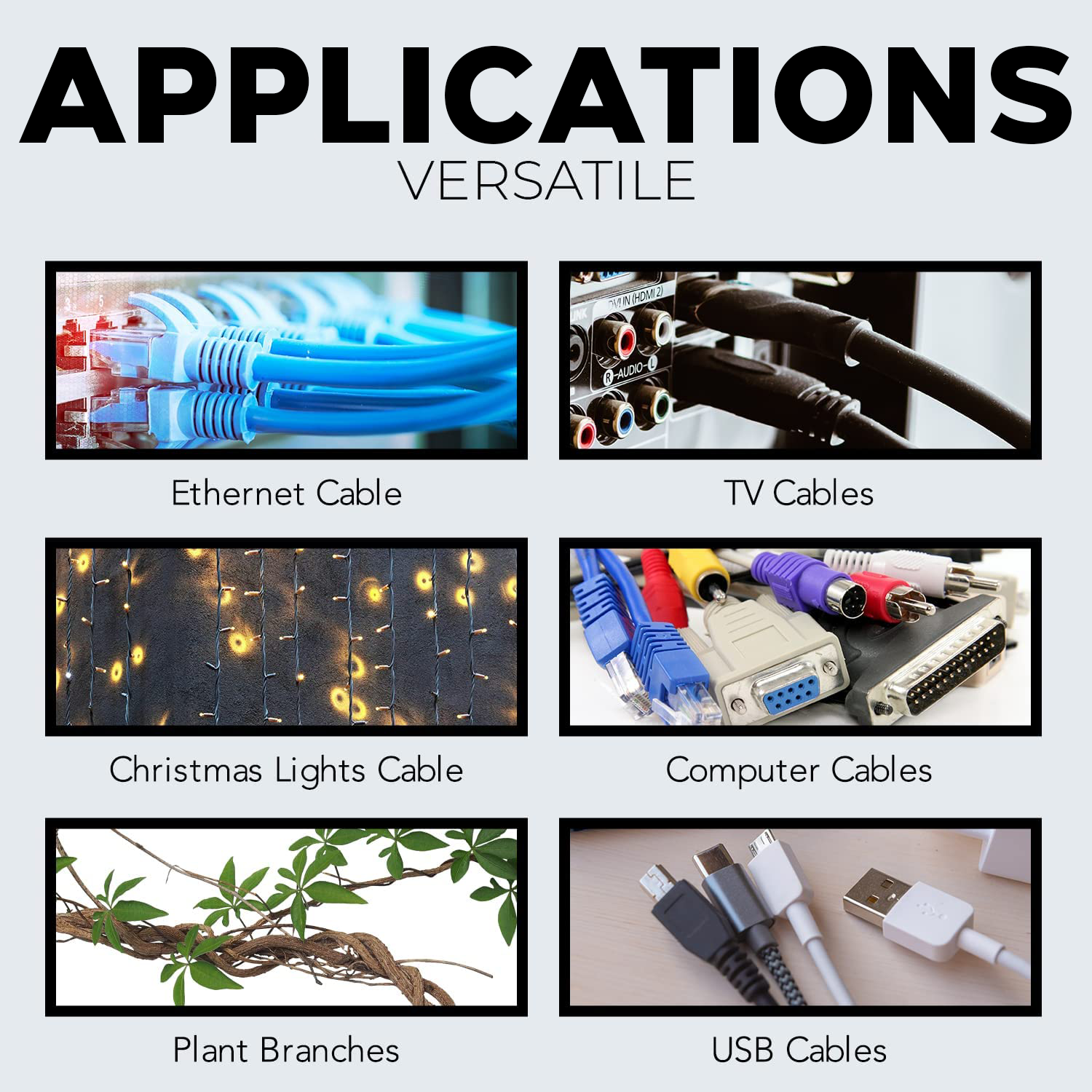 100 Pieces 8" UV Black Nylon Cable Zip Ties Strong with Screw Down Hole