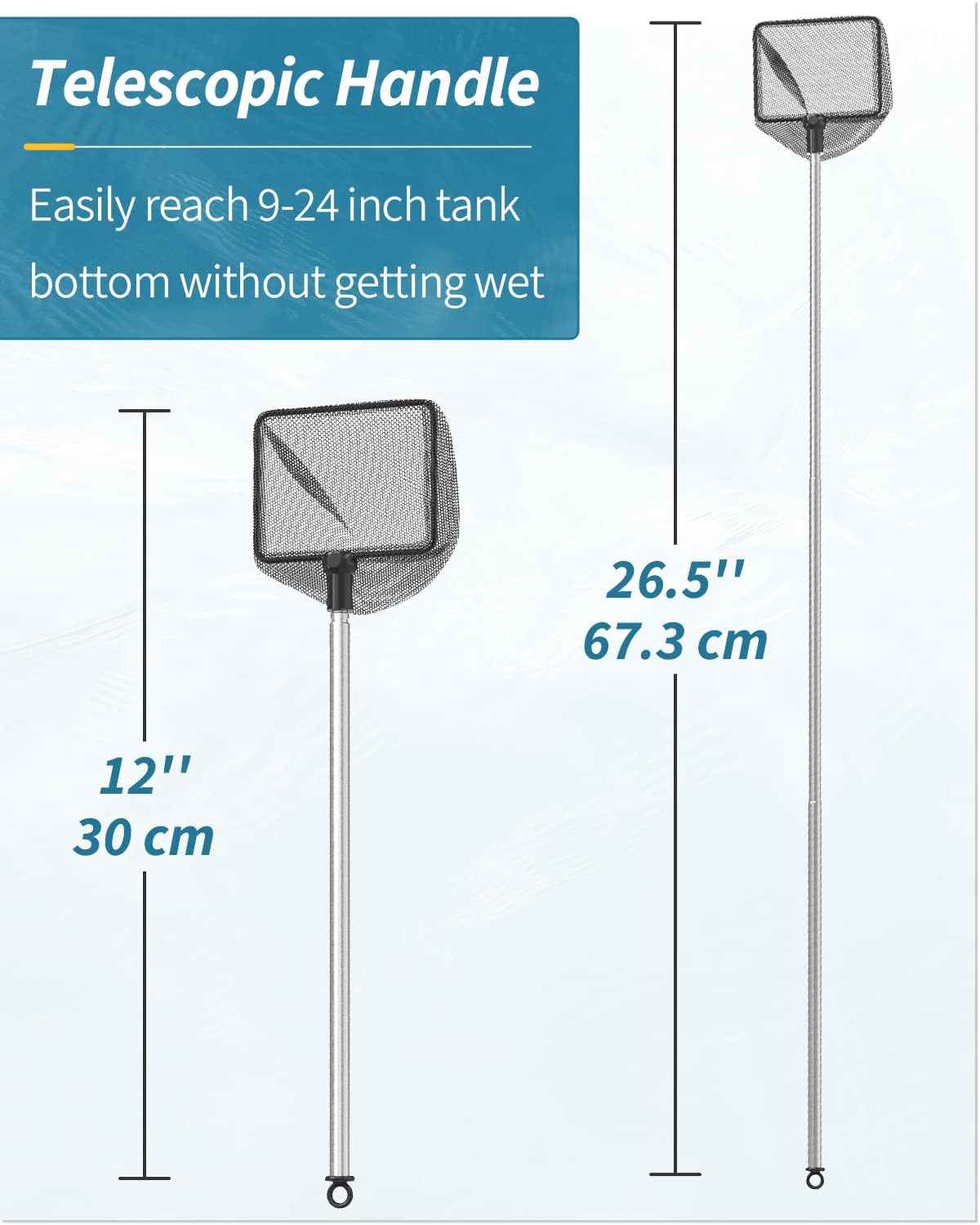 Aquarium Fish Net Small Fine Mesh with Extendable Handle for Betta Shrimp Tanks