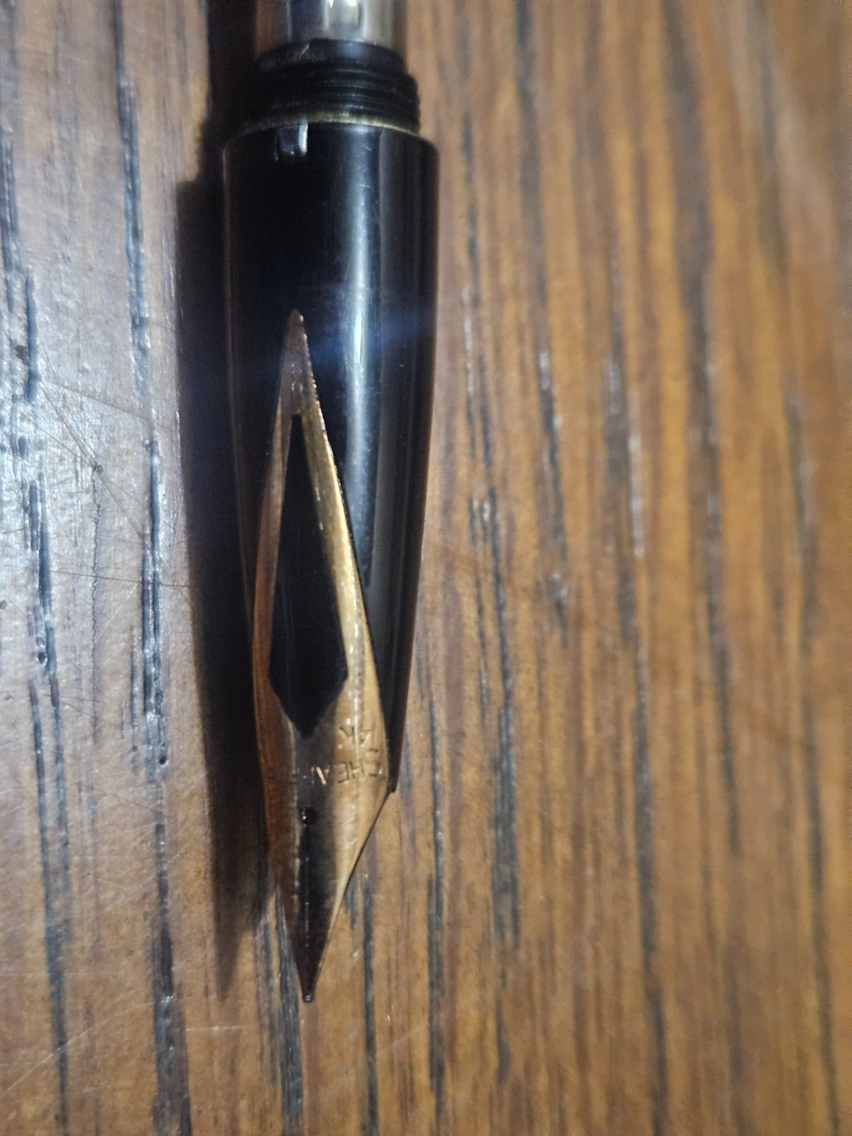 Sheaffer Fountain Pen Desk Set White Dot Chrome Black 14k used