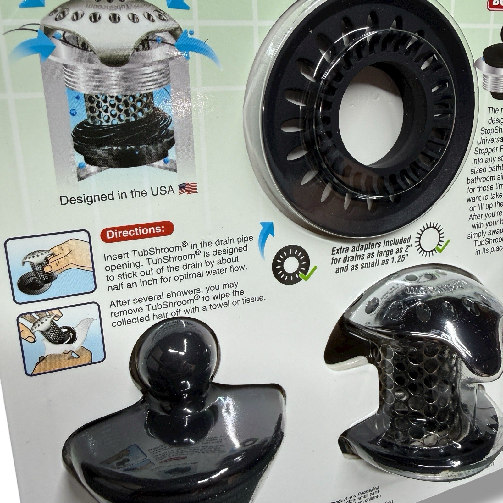 TubShroom Ultra Platinum Bathtub Hair Catcher Drain Strainer Stopper 2 Pack