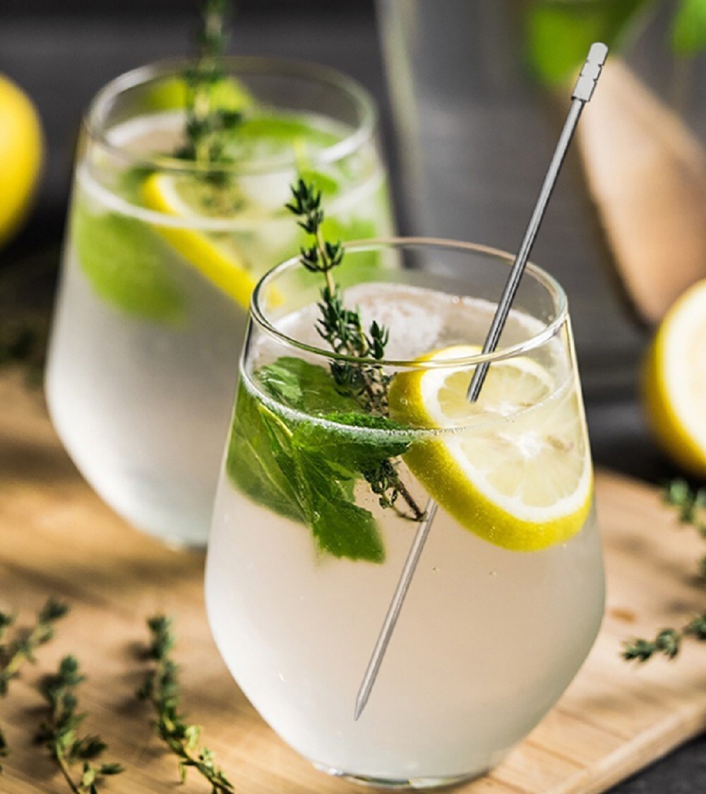 8 Pcs Stainless Steel Cocktail Pick - Premium Martini Olive Toothpicks for Drink