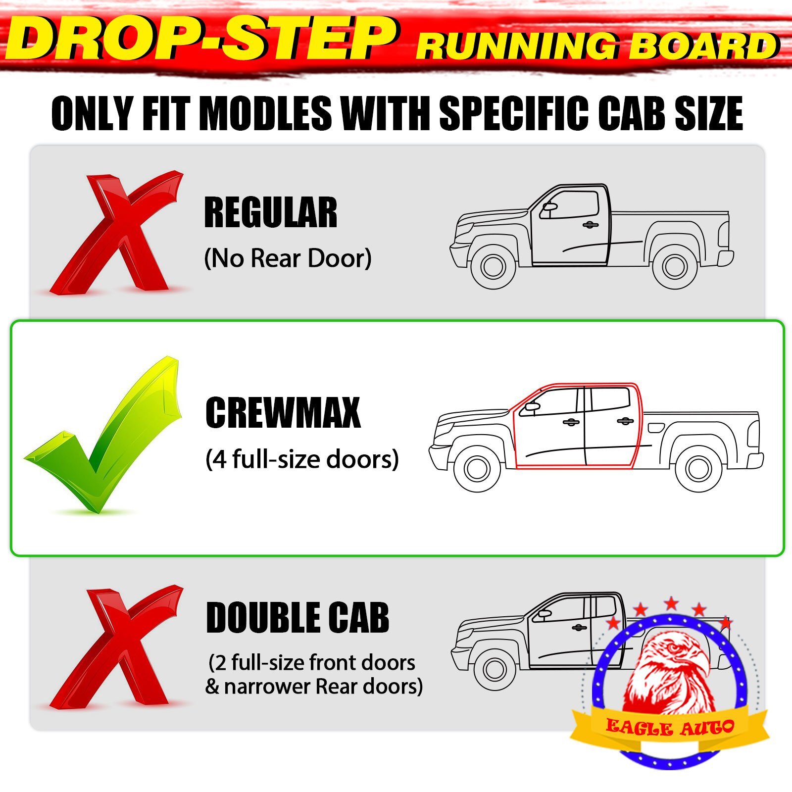 Fit 2005-2023 Toyota Tacoma Double Cab 3" Running Board Side Step Hoop bar BCTA