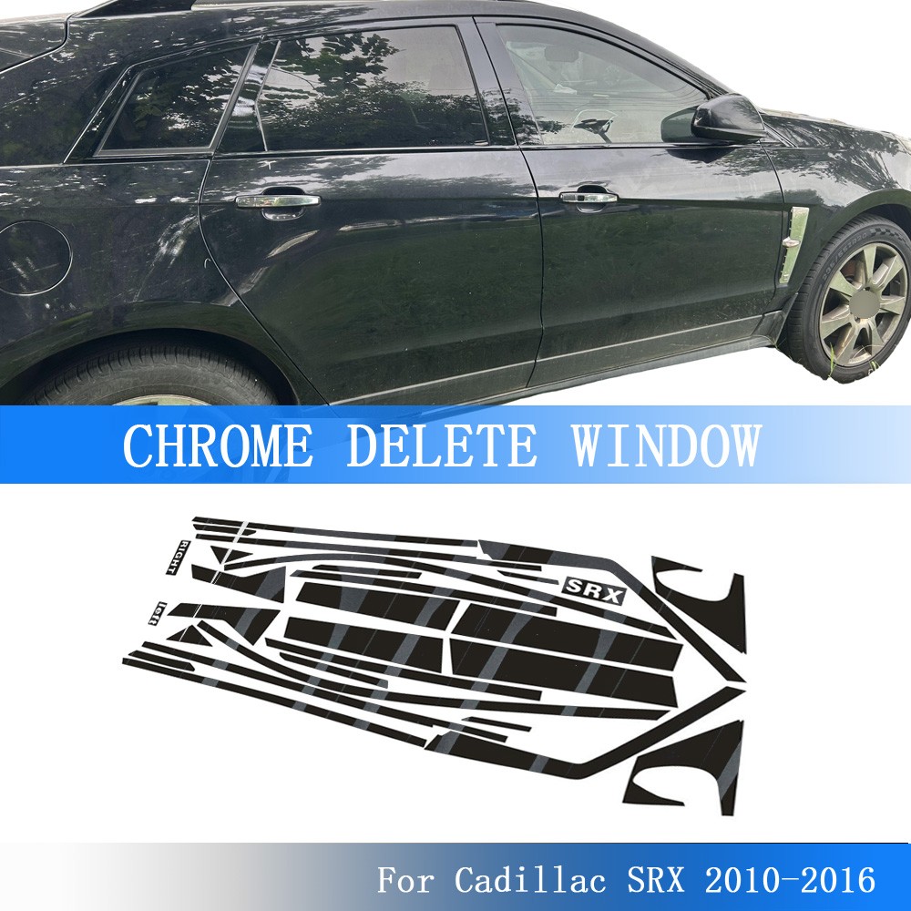 Glossy Black Chrome Delete Window Trims For Cadillac SRX 2010-2016