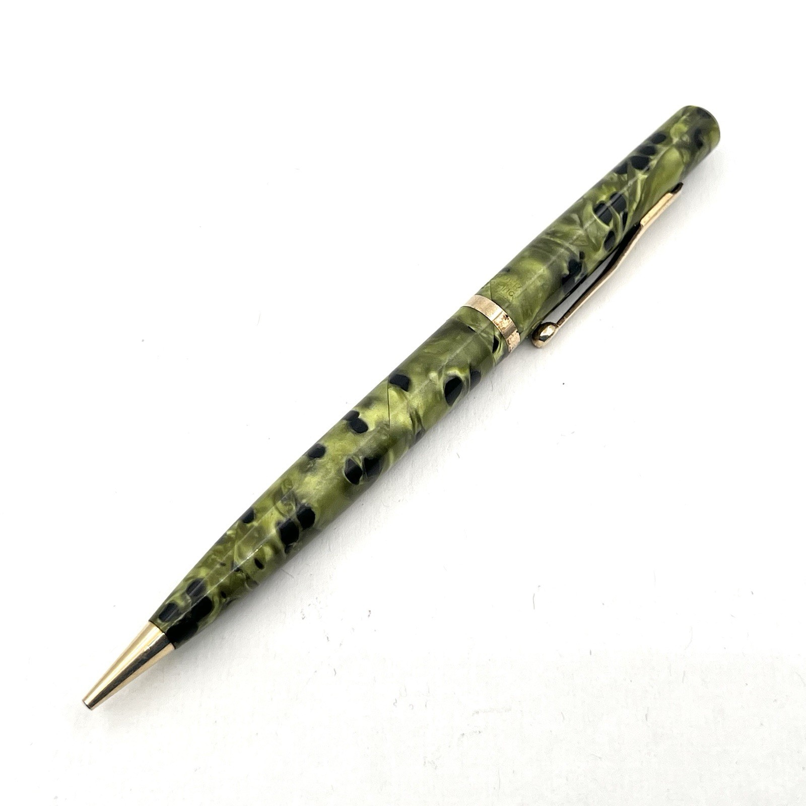 VTG Wasp Pen Co. Clipper Green Fog Gold Trim 4-7/8" Twist Pencil