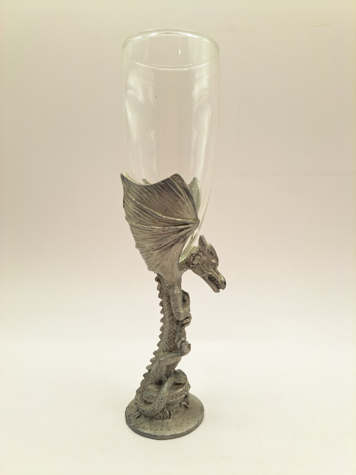 Pewter Dragon Champagne Glass Handcrafted 8"