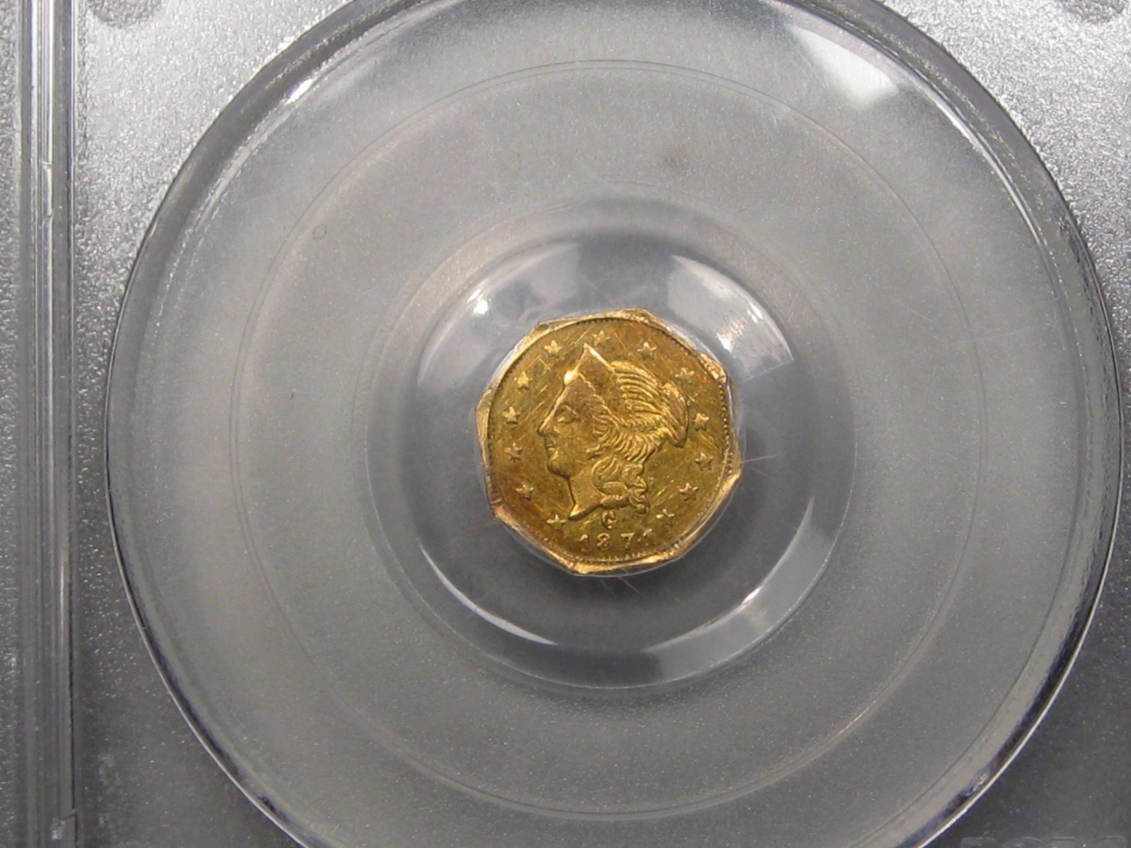 1871 $1 California GOLD PCGS UNC details graffiti G$1 BG-1109 One Dollar