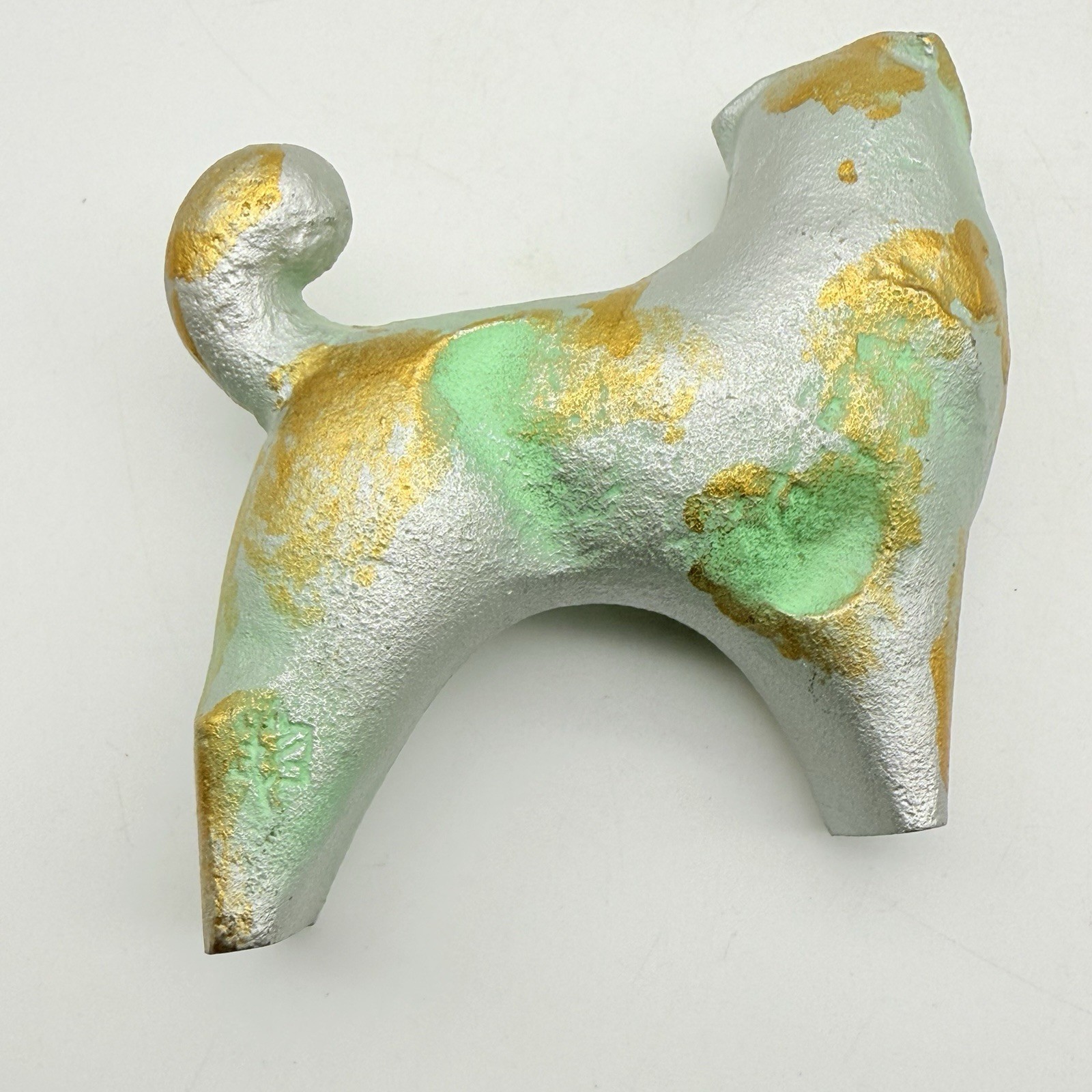 Vintage Signed Sotaro Saegusa Japanese Cast Iron Dog Sculpture