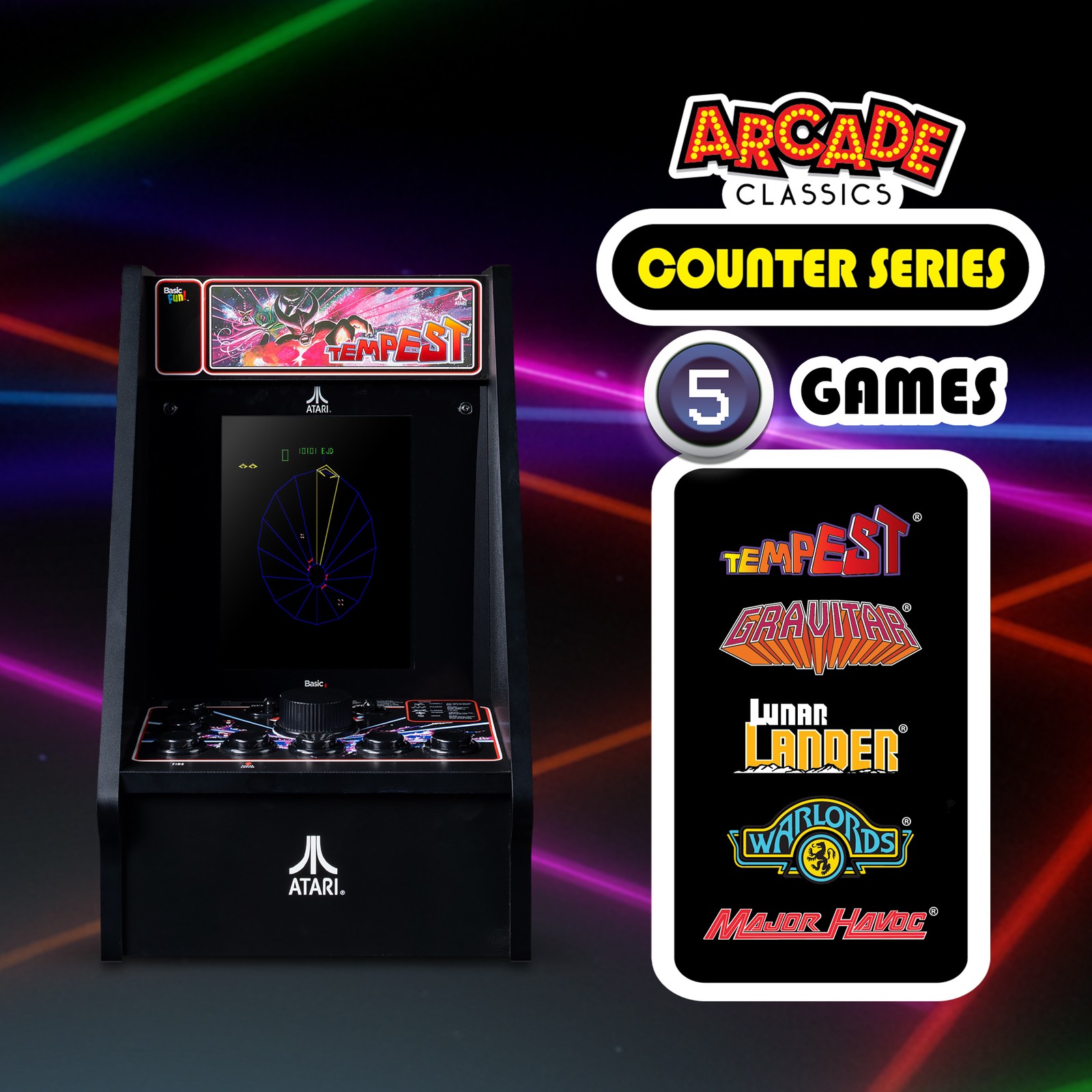Arcade Classics Atari Tempest Counter Series Arcade Game with 8 Inch Screen