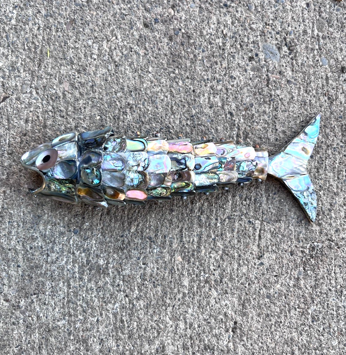 Vintage Articulated Abalone Shell Fish Bottle Opener Mexican