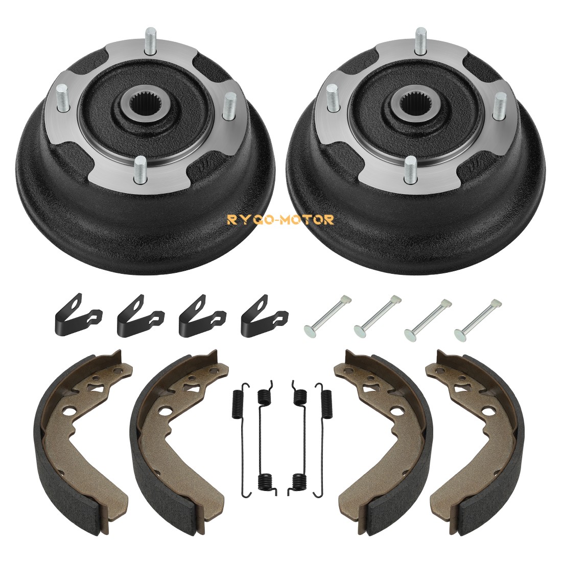 2PCS Front Brake Drum W/Bolts & Shoes Kit for Kawasaki Mule 600 610 SX KAF400 XC