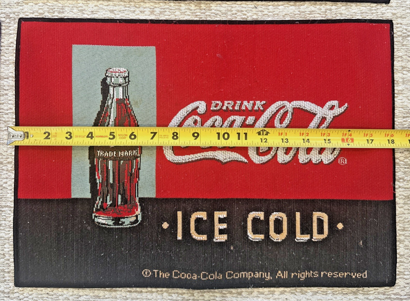 Drink Coca Cola Ice Cold Set of 4 Cloth Table Placemats Red Vtg Coke Ad ~18”x13”