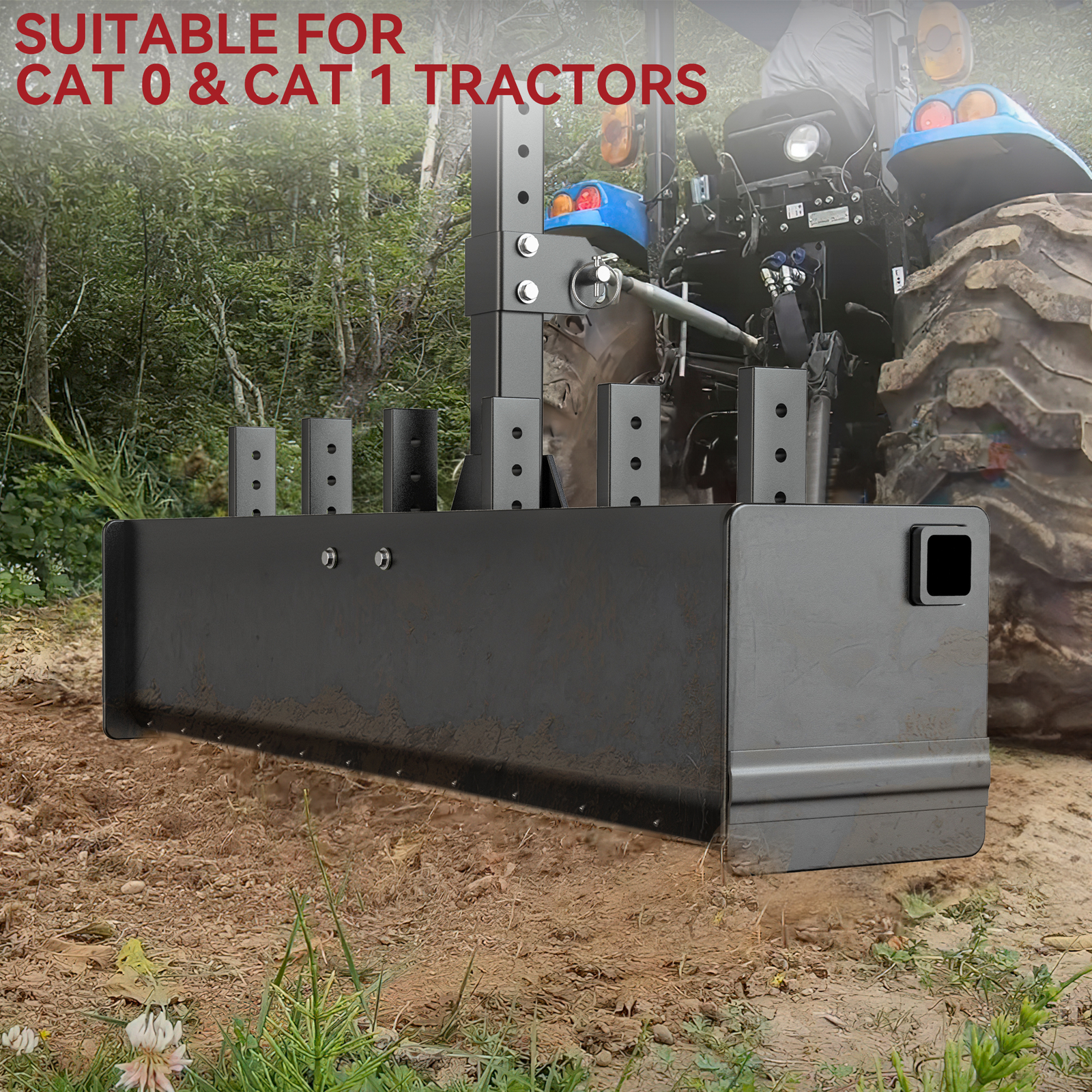 55" Width Box Blade Tractor Attachment W/ 6 Scarifier Shank Cate 0 & Cat 1 Heavy