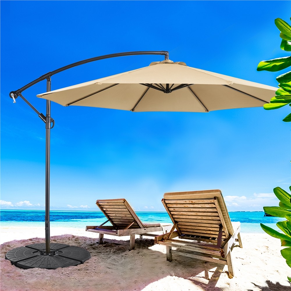 10FT Patio Offset Umbrella Market Umbrella 8 Ribs Outdoor Hanging Cantilever