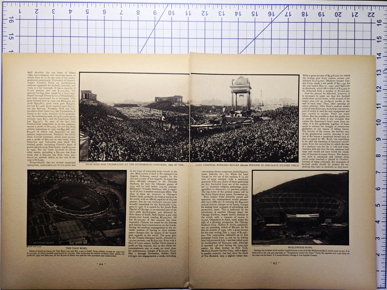 1930 American Stadia Magazine Article - Hollywood Yale Rose Bowl Soldier Field