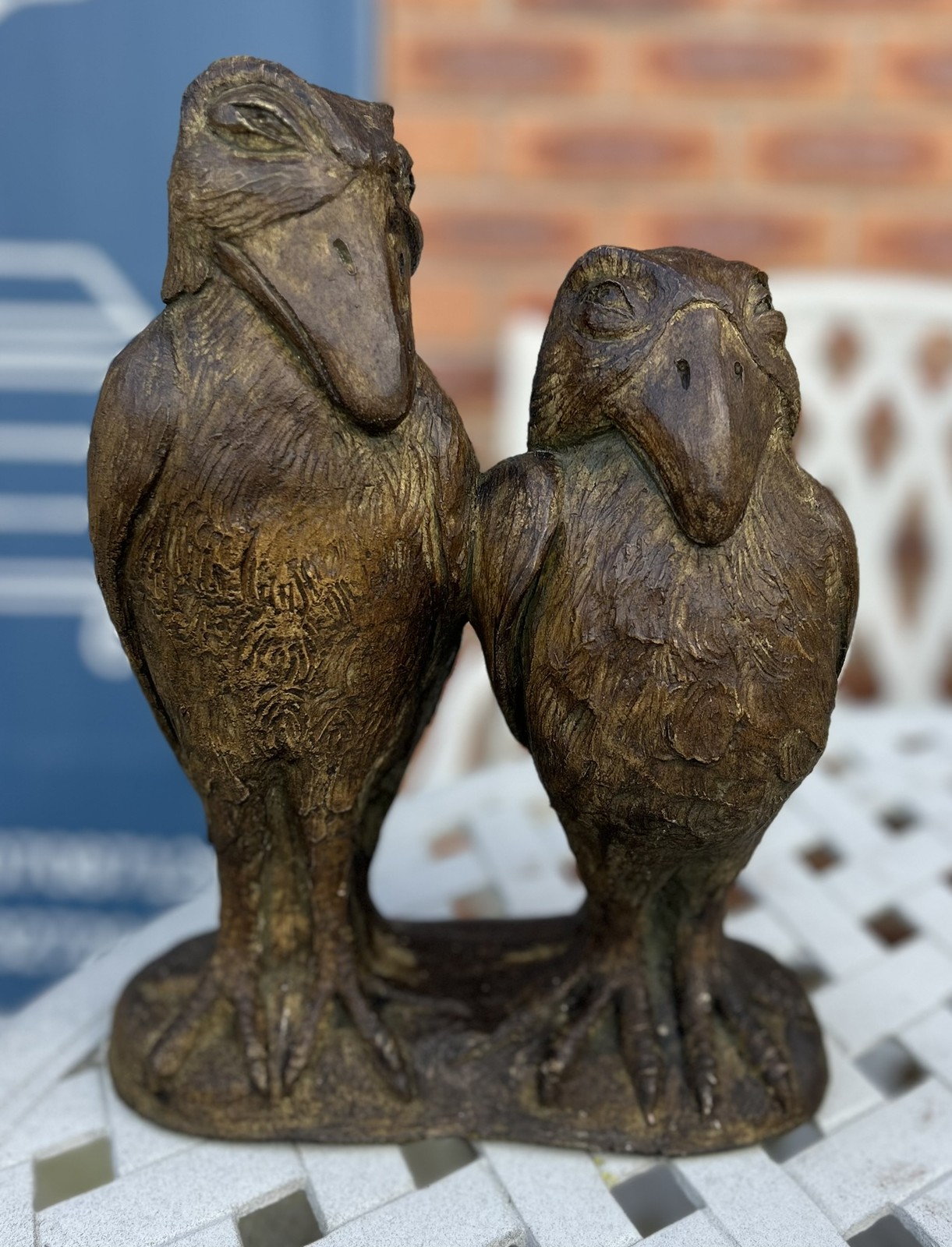 Stone Grotesque Martin Brothers Style Double Wally Bird Garden/ Interior Statue