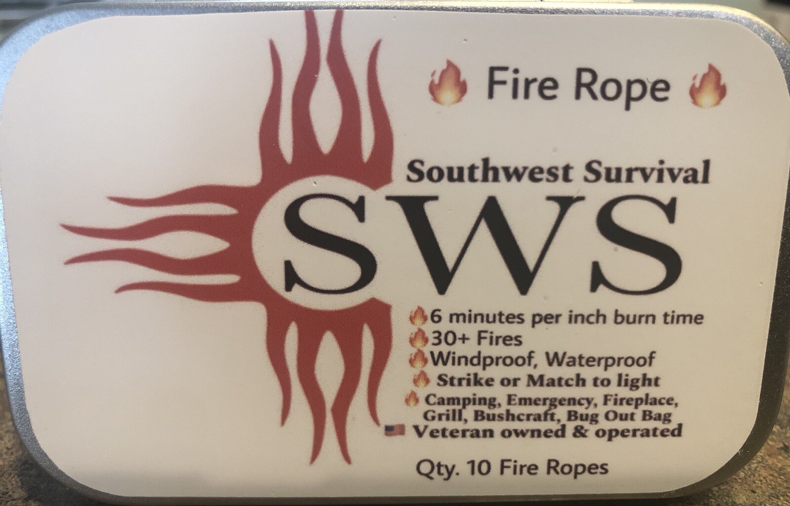 Southwest Survival - Fire Rope - (10) 3.5” 100% Cotton Infused Fire Starters.