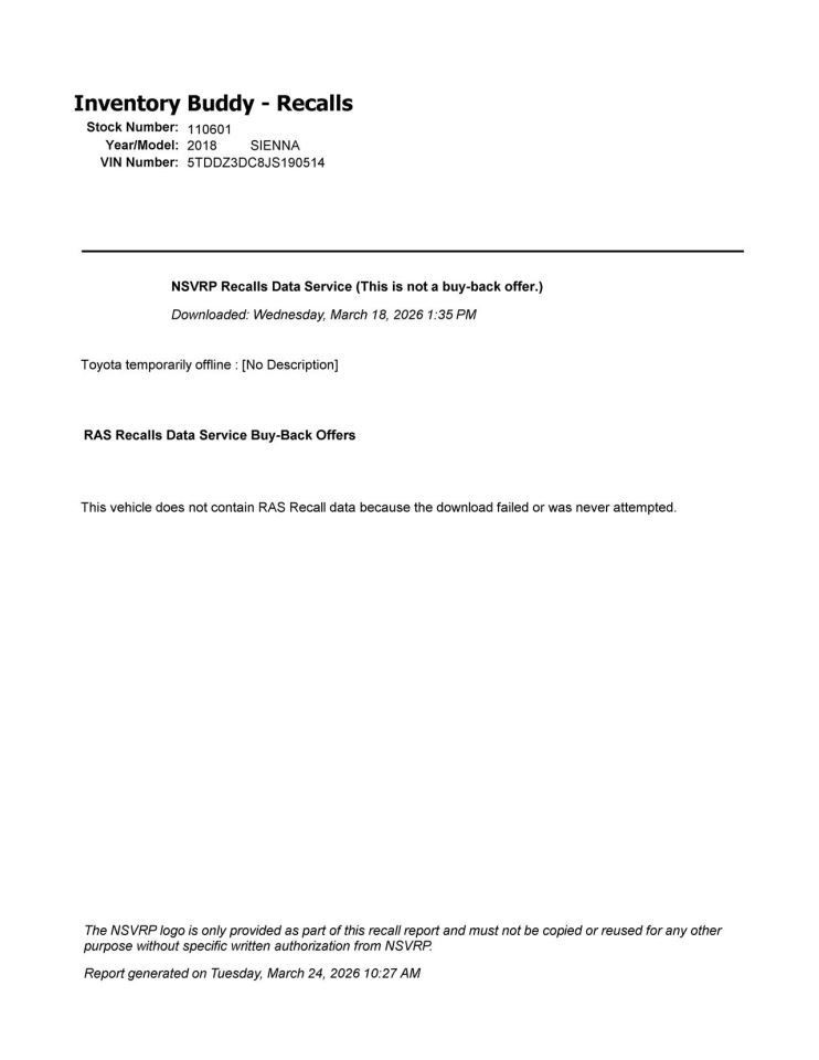 Seat Belt Front Bucket Pre-crash System Passenger Fits 18-20 SIENNA 10324688