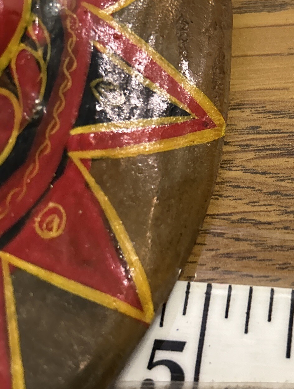 Vintage Mexican Brown Ceramic Hanging Mask Folk Art Hand Made