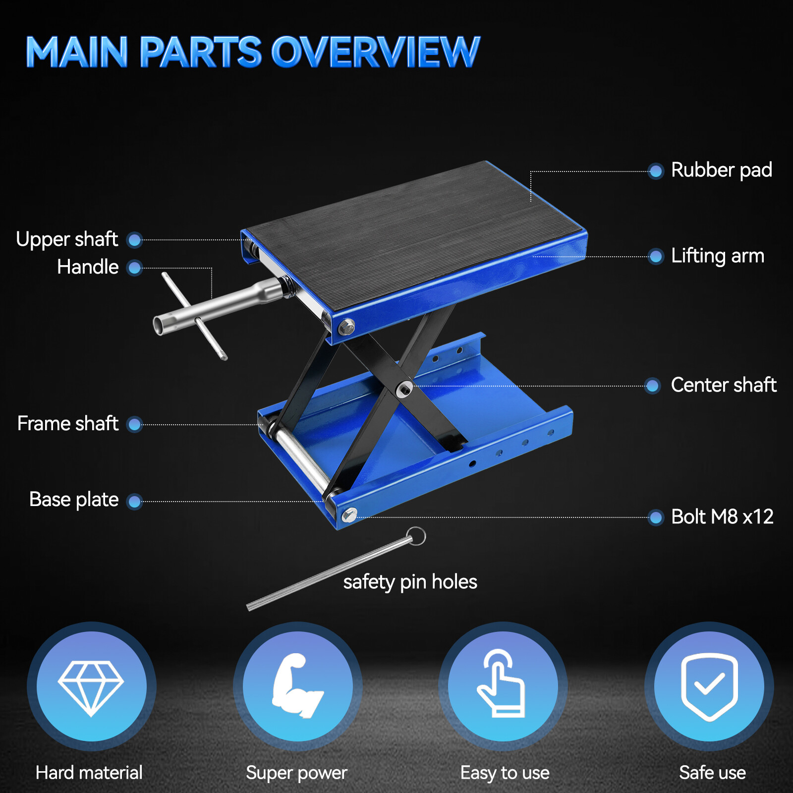 Heavy Duty Motorcycle 1100lb Scissor Jack Lift Wide Deck Hoist Stand ATV Bike BL