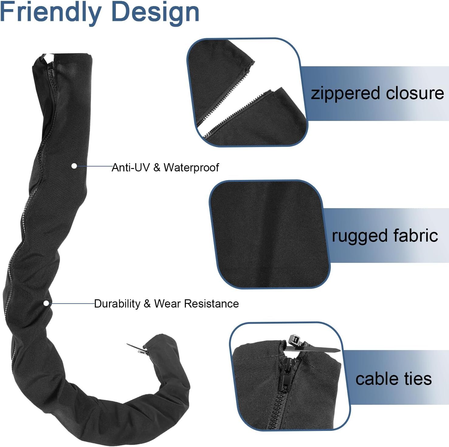 Outboard Marine Cable-Hose Rigging Protector Cover 48" Zippered Sleeve ZRS-1-DP