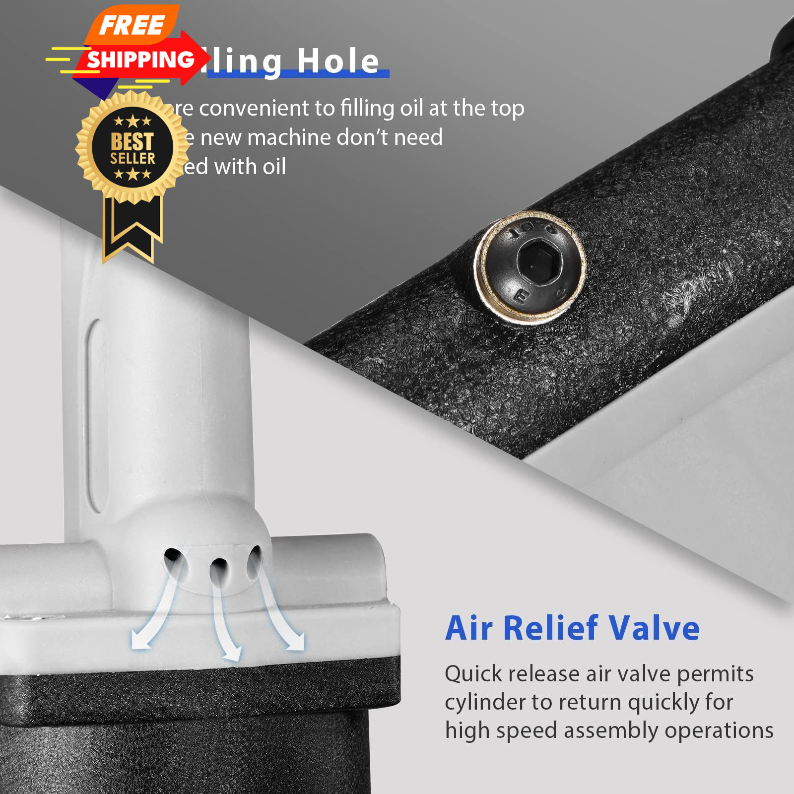 KIARUO Pneumatic Rivet Gun 3/16" 5/32" 1/8" S50 General Model, grey