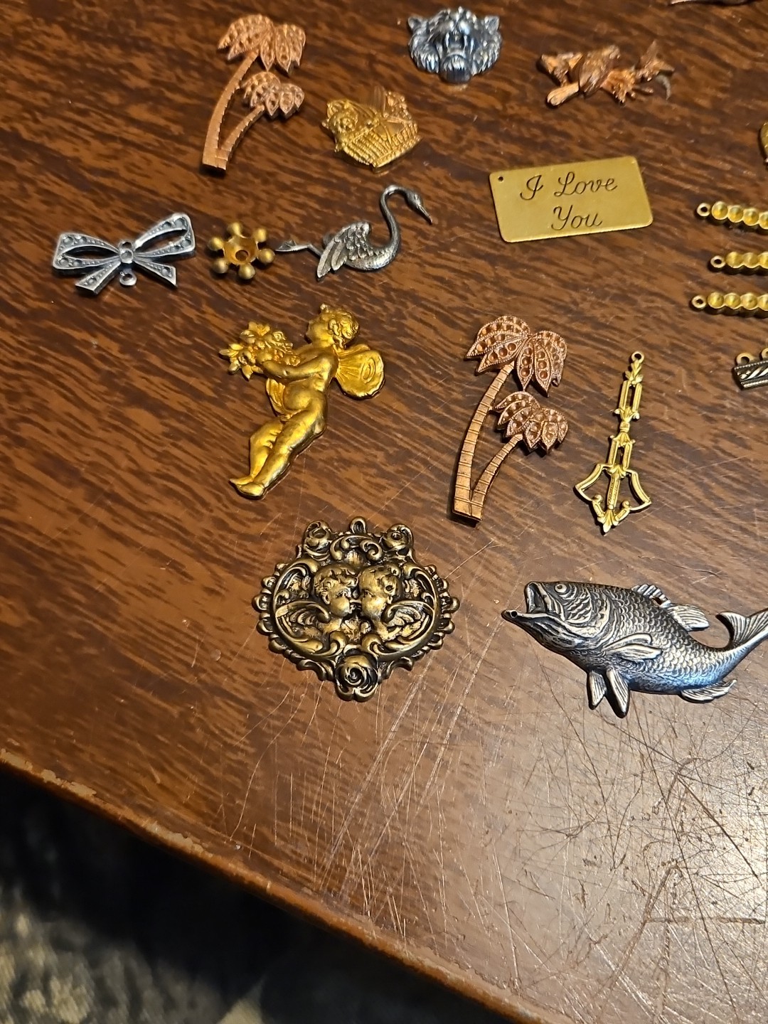 Lot Of 50 Mixed Parts Pcs France Vintage 60s Brass Stampings Findings Jewelry