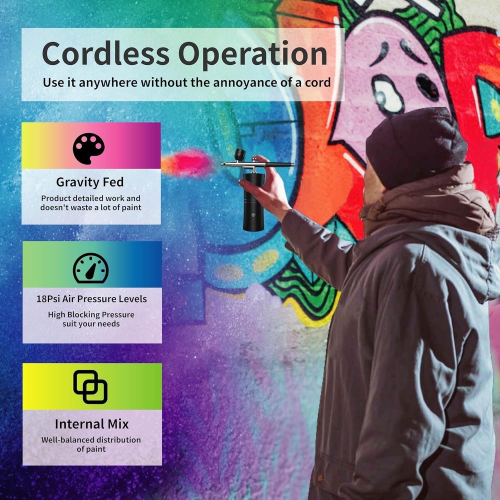 Portable Air Compressor Kit Airbrush Paint Spray Gun Nail Art Tattoo Airbrush