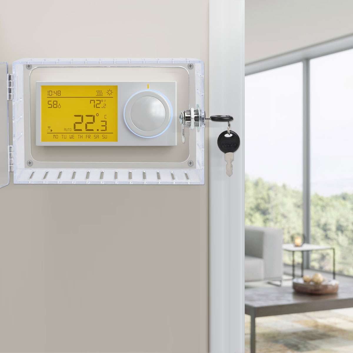 Thermostat Lock Box with 2 Keys Transparent Protective Cover Acrylic Guard Box