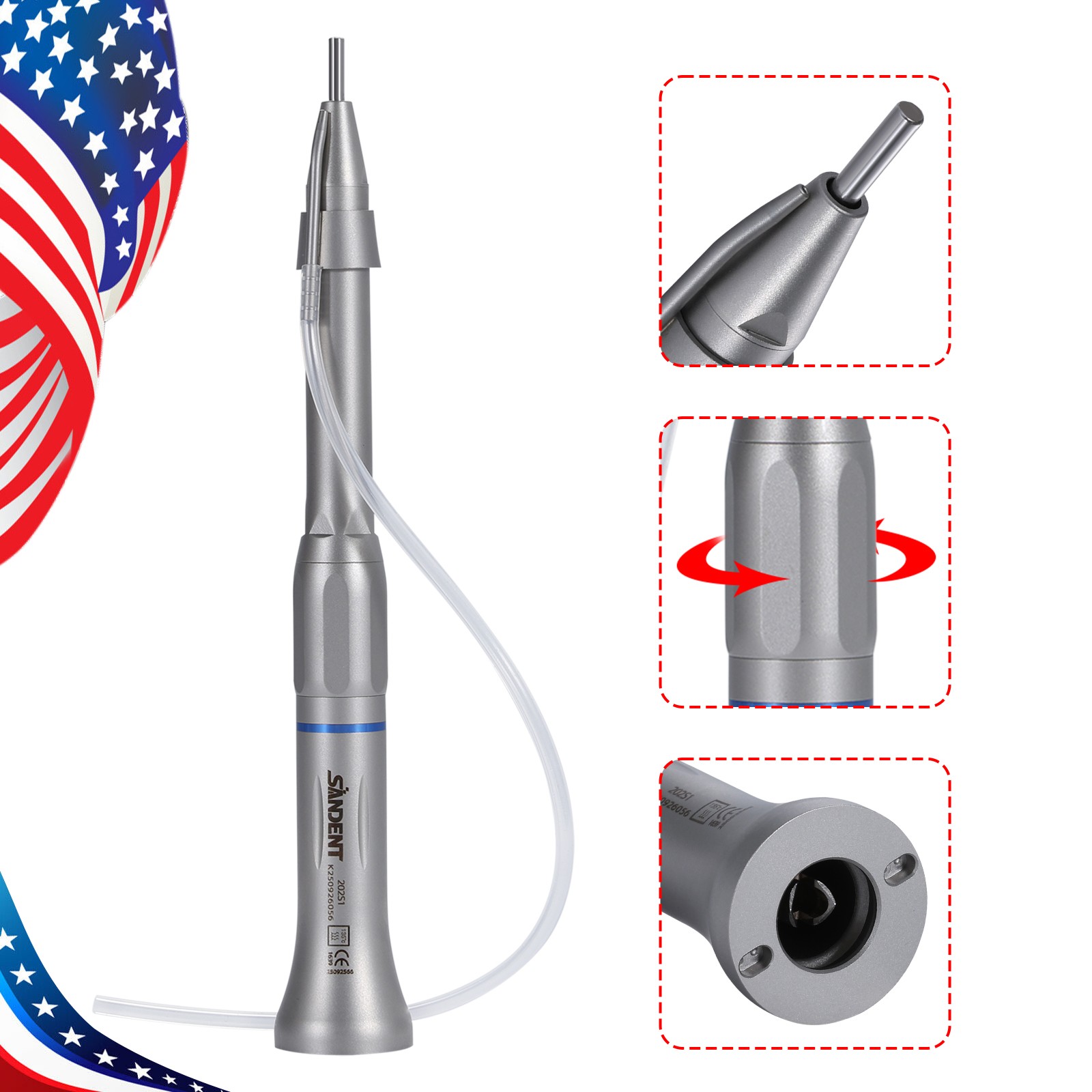 Dental Surgical Straight Handpiece 1:1 Oral Surgery 20 Degree External /NoseCone