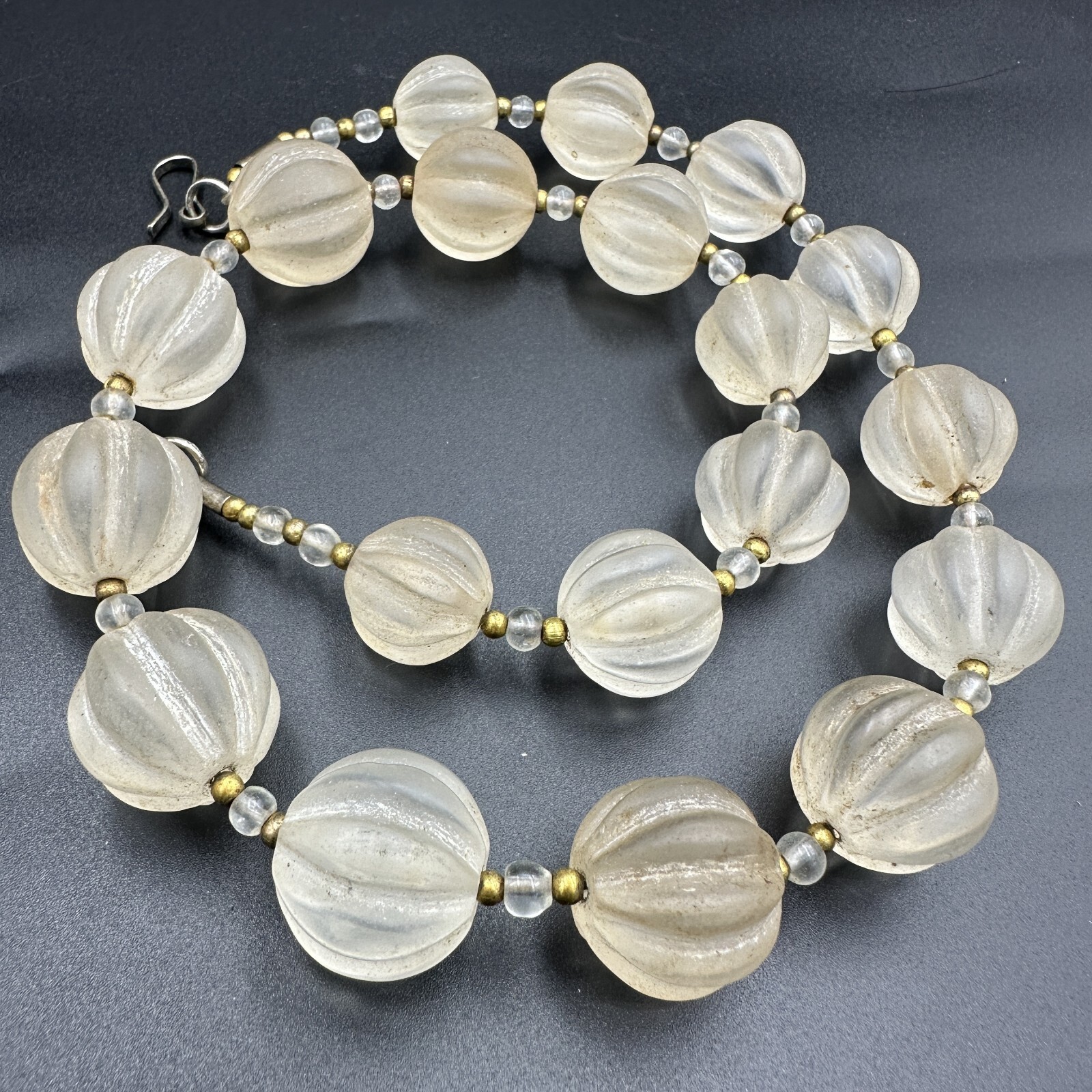 Himalayan Regions Old  Crystals Beads Carving Necklace